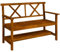 Outsunny Wooden Garden Bench, 2-Seater Outdoor Bench with Storage Shelf, Backrest, Armrests and Slat Seat for Patio, Lawn, Deck, Carbonized