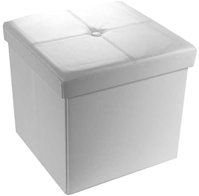 Maury's Pouf Contenitore Imbottito Quadrato, Dimensioni 40x40 cm, Funzionale e Elegante per il tuo Arredamento. (Bianco)