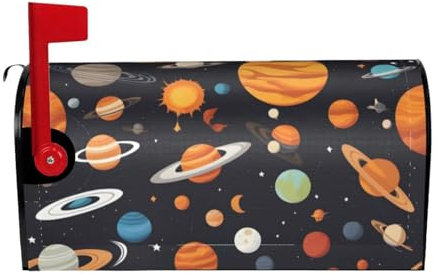 BROLEO letterbox Cover Waterproof Sun Protection Accommodates Standard Size or Large Size mailboxes Outer Space Galaxy Solar System Picture 25.5x21 in