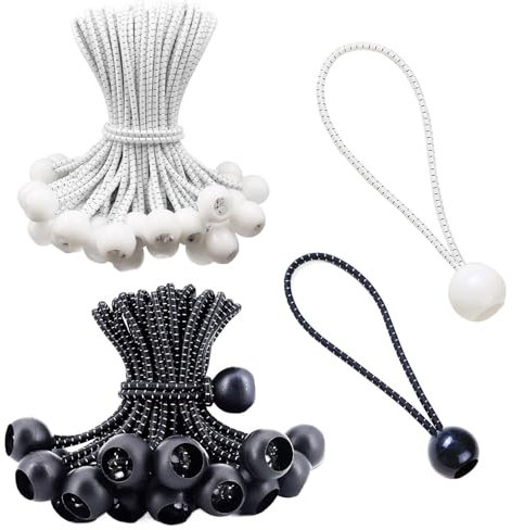 Lvjkes tensores Lona Piscina, 50 Piezas Gomas para Lona de Piscina, 9/12 para Lonas, Pancartas, Carpas, Vallas de Jardín, Camping (Blanco y Negro)