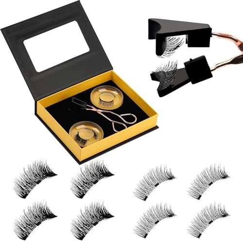 Magnetic Eyelashes False Eyelashes No Glue and Eyeliner Needed Natural Look Magnetic Lashes No Glue Magnetic Eyelashes Band Lashes Look Like Extensions Magnetic Eyelashes(Natural and Bushy)