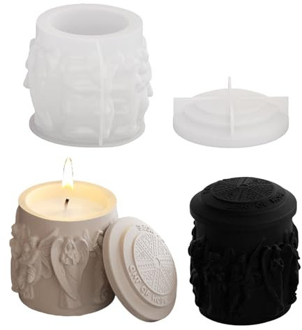 Silikonformen Gießformen, Engel Silikonform Kerzenhalter, Engel Erleichterung Silikonform Dose mit Deckel, Gießformen Silikon, DIY Silikonform für Kerzenhalter, Schmuckkästchen, Vorratsglas (J)