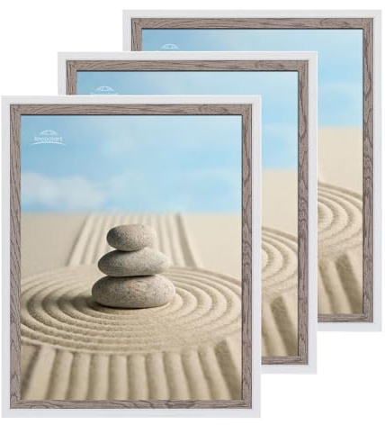 lincoolart Bilderrahmen 30x40 cm Weiss Holz Rahmen 40x30 cm Weiß Fotorahmen 3er Set mit Bruchsicherem Acrylglas für Kinderzeichnungen Fotos,Bilder,Poster