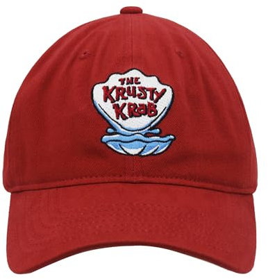 Concept One Unisex-Erwachsene Spongebob Squarepants Dad Hat, Krusty Krab Adjustable Baseball Cap with Curved Brim Baseballkappe, Rot/Ausflug, einfarbig (Getaway Solids), Einheitsgre