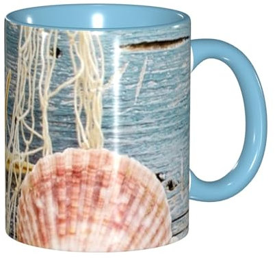 VAGILO Bunte Keramiktasse mit Strandmuscheln, 325 ml, Geschenkbox-Set – Premium-Tasse für Kaffeeliebhaber und Bürogeschenke, Teetasse, Vatertagsgeschenk, Geschenk für ihn, Bürobedarf