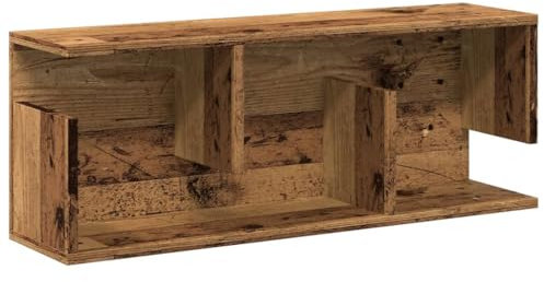 vidaXL Wandregal, Regal mit Stauraum Hängend Wanddeko, Hängeregal Schweberegal für Wohnzimmer, Bücherregal Wandboard, Altholz-Optik Holzwerkstoff