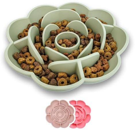 Witchies® Gamelle anti-glouton pour chien - Gamelle en silicone avec ventouse pour éviter les aliments à la hâte - Gamelle pour chiens de petite et moyenne taille (kaki)