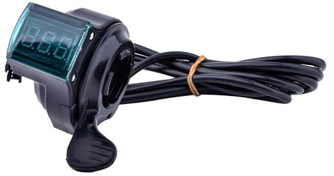 Kunray Universeller E-Bike Daumengashebel 12V-96V E Scooter Gashebel mit E Scooter LED Anzeige Spannungs Daumengashebel E Scooter Schwarz Tragbare Digitale Griffe für Go Kart Motorcycle Dirt Bike