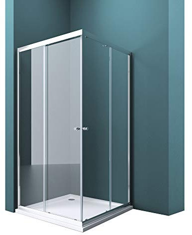 Mai & Mai Box Doccia 80x100cm, Box Doccia a Soffietto Cabina Bagno in Cristallo Trasparente con Porte Scorrevoli Box Cabina Doccia Angolare Ravenna16k