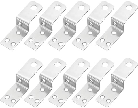 QUARKZMAN 10 Stück Z Form Eckwinkel, 0.75 Zoll rechtwinklige Bilderrahmenstützenhalterung Regalhalterung Befestigselement für Möbel, Silber