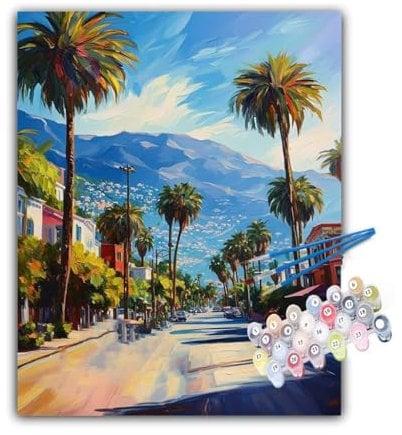 Peinture Numero Adulte,Vue la rue Peinture par Numéro Adulte Loisirs Créatifs,DIY Peinture Numero Voiture,Peinture par Numero avec Peintures et Pinceaux,Décoration Murale,Sans Cadre 100x130cm Hs-704