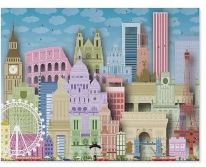 Buntes Europa,Puzzles, 1000-teiliges Puzzle Für Erwachsene Und Kinder Ab 10 Jahren(38x26cm)-B32