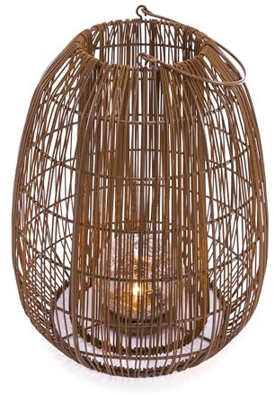 Esotec Solar Rattanleuchte Isabella 40, Crackle Bruchglas Kugel, Boho Windlichter für draußen, Polyrattan-Geflecht, Akku, Solarleuchte Rattan, wetterfest, outdoor, außen, IP44, Höhe 39,8cm, 102282