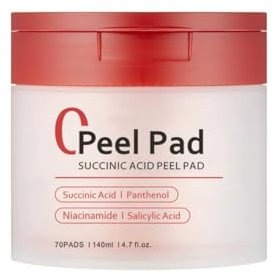 Red Succinic Acid Exfoliating Pads 70 Count – Gentle Daily Face Toner for Acne-Prone Skin, Oil Control & Texture Refinement, Hydrating Peel Pads with Soothing Ingredients