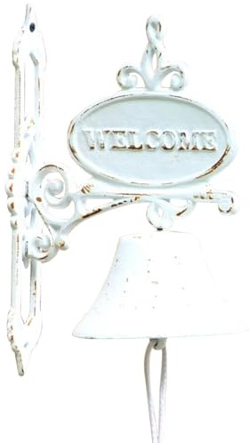 Sonnette Rustique en Fonte - Décoration Artistique, Cloche De Bienvenue De Ferme avec Corde À Tirer, Suspension Murale pour Porte D'entrée, Porche Et Jardin