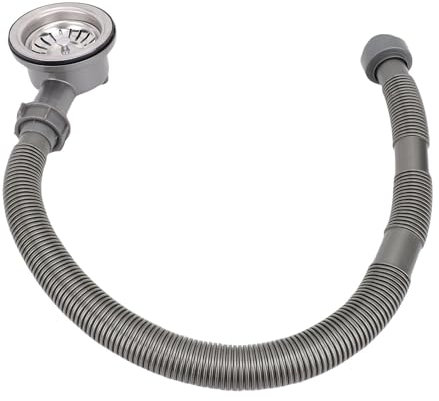 Luocute Bonde D'évier pour Camping-Car, Bonde D'évier en Acier Inoxydable Poli Miroir, Kit de Bonde D'évier de Cuisine avec Tuyau D'égout de 820 Mm et Adaptateur pour éviers de