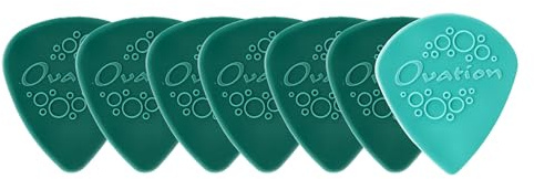 Ovation Diamond Picks Nylon Standard 351 Picks - Super Grip - Round Tip - 7 Set (6+1 Sharp Tip free) - 1.00 mm - teal green - Made in Czech Republic