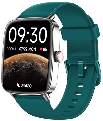 Smartwatch Uomo Donna Chiamate e Whatsapp, 1.85 Smart Watch Contapassi Cardiofrequenzimetro da polso/SpO2/Contapassi/Sonno, Orologio Smart Fitness Sportivo Impermeabile per Android iOS Verde