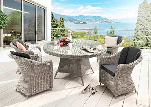Destiny Sitzgruppe Palma Luna Sitzgruppe 6 HL+Tisch Ø 150x75cm Vintage weiß
