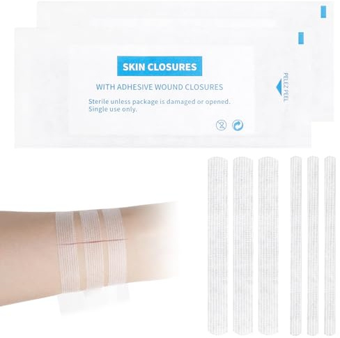 32 PCS Puntos de Aproximación Adhesivos para Heridas Cierres de Piel Apositos Adhesivos Tiritas para Asegurar y Cerrar Pequeños Cortes y Heridas Apósitos para Kits de Primeros Auxilios