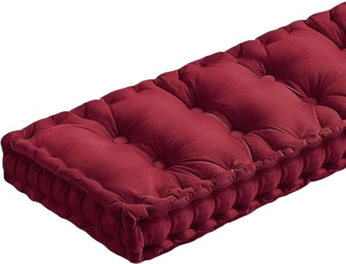 8-10cm Dickes Bankauflage Bankkissen, Samt Sitzkissen Bank Sitzauflage Innen Outdoor, Qualität Waschbare Gartenbank Auflage,Rechteck Sitzkissen Groß Für Terrasse, Esstisch(Wine red,100x55x10cm)