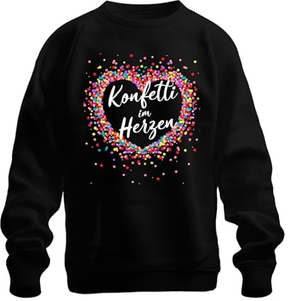 Printera Konfetti im Herzen bunt Herz Geburtstag Karneval Fasching Fastnacht Unisex Sweatshirt Pullover