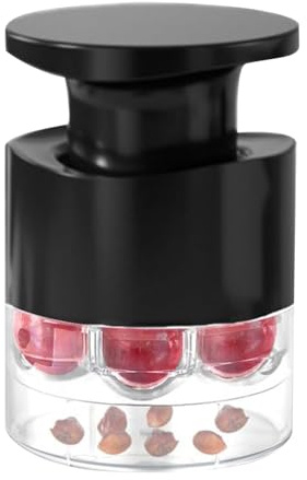 Dénoyauteur de cerises et de prunes, extra rapide : 7 cerises à une fois, ABS, stéroomate, push type Cherry Corer, blanc/rouge