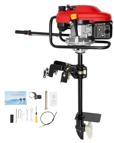 4-Takt-Außenbordmotor, 6 PS, 200 cm³, 3,5 kW, 3600 U/min, Luftkühlung, CDI-Zündung, 1,3 Liter Kraftstofftank, 360°-Lenkung, für Boote von 13 bis 20 Fuß, Angelboote, Beiboote, Schlauchboote