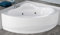 Baignoire d'angle Angle courbe Joint une Hydro 135x135 H55 cm colonne Robinetterie Bord Douchette Panneau avant symétrique Whirlpool Télécommande ON/OFF châssis acrylique blanc brillant