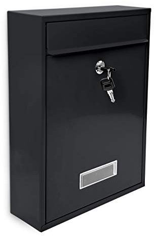 Relaxdays Design Briefkasten Metall Schwarz 26,5 x 35 x 8,5 cm