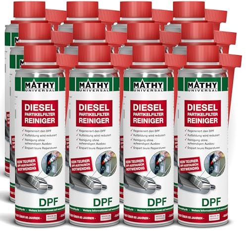 MATHY-DPF Diesel Partikelfilter Reiniger, 12 x 300ml, Kraftstoffadditiv | Hochwirksames Dieseladditiv zur Dieselpartikelfilter Reinigung & Regeneration, Systemreiniger, Dieselmotor Additiv