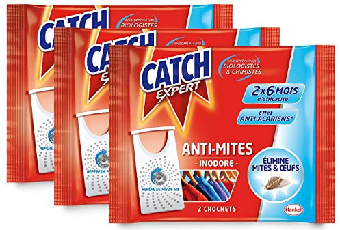 Catch Expert – Anti–Mites Textiles Inodores – 6 Crochets (Lot de 3 x 2 crochets)