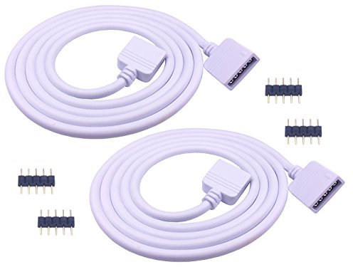 LitaElek 2pcs 1m/ 3.3ft RGBW LED Strip Extension Cable 5 Pin RGBW LED Tape Extension Cord LED Strip Connector LED Ribbon Extender LED Controller Connector for SMD 5050 RGBW LED Strip, White
