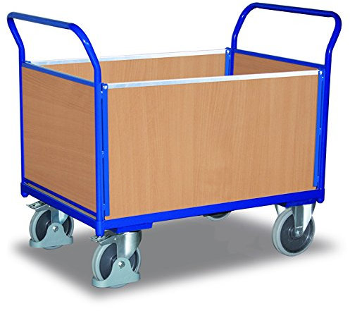 Vierwandwagen mit Holz RAL5010 Enzianblau Rungenwagen Plattformwagen