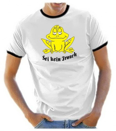 Coole-Fun-T-Shirts SEI KEIN Frosch ! Ringer - Jungesellen Hochzeit Heirat Weiss Gr.XL