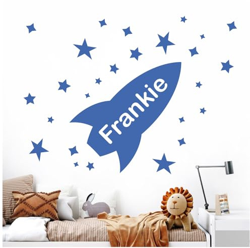 wall art Wandtattoo Personalisierte – Jungen Kinderzimmer – Rocket, Stars, Namen – Botschaft ES uns einfach mit dem Namen. -, Marina, Moyen (580x290mm)