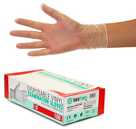 Vinylhandschuhe 1000 Stück 10 Boxen (S, Transparent) Einweghandschuhe, Einmalhandschuhe, Untersuchungshandschuhe, Vinyl Handschuhe, puderfrei, ohne Latex, unsteril, latexfrei, disposible gloves