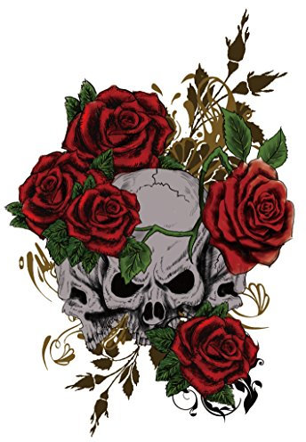 Oblique-Unique Tatto Tättowierung echter Look Skin Totenkopf Rosen Dragon Buddha - Model (Skull&Roses)