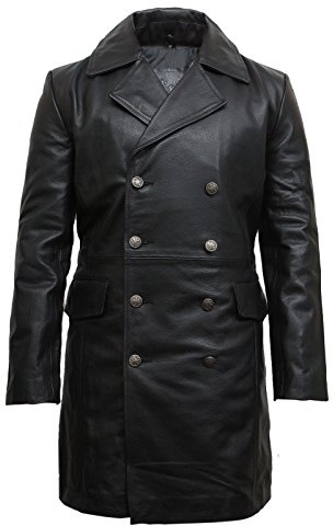 BRANDSLOCK Herren Echtlederjacke U-Boot-Kapitäne Militärstil Vintage