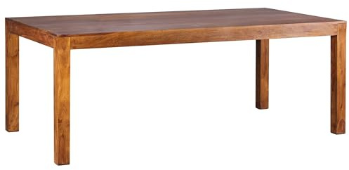 FineBuy Esstisch 200 cm Sheesham Massivholz Rechteckig | Esszimmertisch für 6 bis 8 Personen, Küchentisch aus Echtholz im Landhausstil, handgefertigtes Unikat, massive Beine