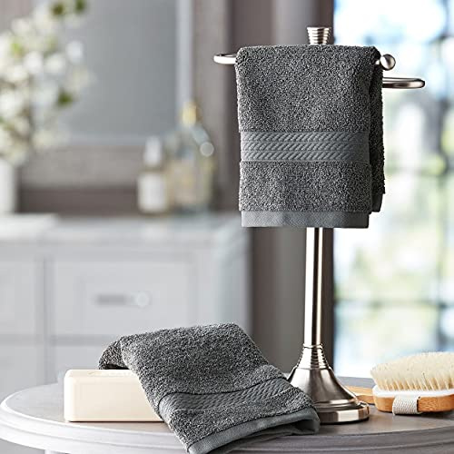 Hotel Premier Collection 100% Cotton Luxury Washcloth, 2-pack, Grey