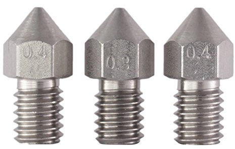 3D FREUNDE 3 Stk. 0,3mm + 2 * 0,4mm präzisions Edelstahl MK8 Makerbot RepRap Anet A8/A6 Extruder Hotend Druckkopf Düse für 1.75mm Filament 3D Drucker (Nozzle) stainless steel M6