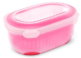 Addis 517626 Clip & Go Berry Salad 3 in 1 Lunch Fresh Food Box in Cherry Red, 14 x 20.5 x 9 cm