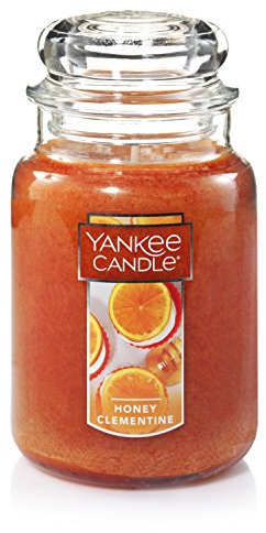 Yankee Candle Honey Clementine Scented, Classic 22oz Large Jar Single Wick Aromatherapy Candle, Over 110 Hours of Burn Time, Apothecary Jar Fall Candle, Autumn Candle Scented for Home