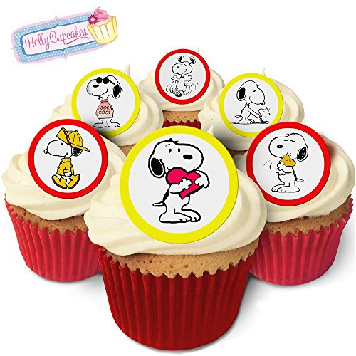 Holly Cupcakes 24 Wunderschöne essbare Kuchendekorationen: Snoopy - Weiß, Feier, Geburtstag, Kuchen-Dekoration