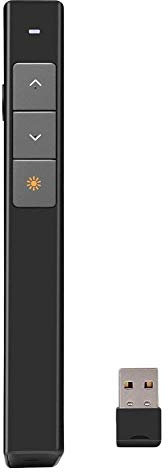 Wireless Presenter, RF 2.4GHz Powerpoint Clicker Presentation Remote Control Pen USB Control PPT Clicker Flip Pen with Laser Pointer (Black)