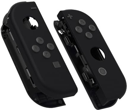 eXtremeRate Joycon Shell & Tasten, Matt DIY-Ersatz Gehäuse Grips Skin Hülle & Knöpfe Buttons Umbau Set für Nintendo Switch/Switch OLED Joycon Controller-Schwarz [KEIN Joy Con]