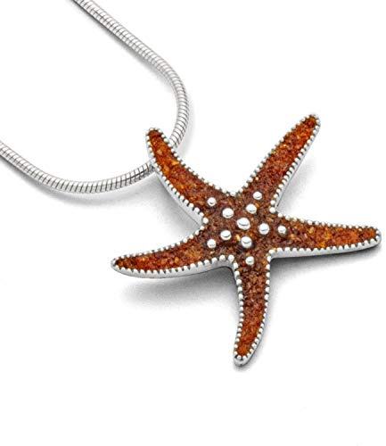 DUR Schmuck Anhänger SEESTERN/BERNSTEIN, Silber 925/- rhod. (P3428)