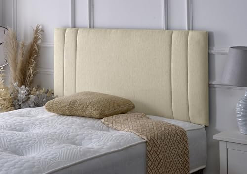 Serenity Headboards Divan Bed Headboard Rio Padded Chenille Fabric with Supplied Struts and Bolts (Cream, Single 3 FEET)