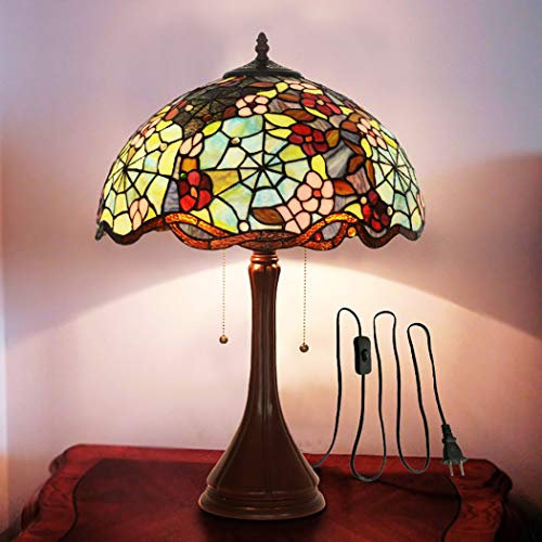 16 Zoll Tischlampen Schreibtisch neben Licht Tiffany-Art-Spinnen-Netz-Vintage-Nachtlicht mit Zink-Basis für Wohnzimmer Couchtisch Dekorative